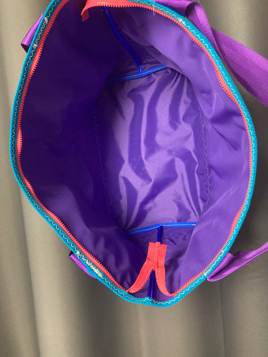 Red, purple windsurf sail cloth tote # 136