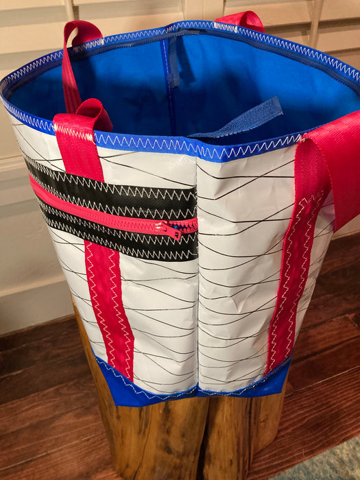 White pink Windsurf Sailcloth tote # 132