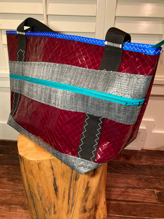 Cranberry Windsurf Sailcloth tote # 123