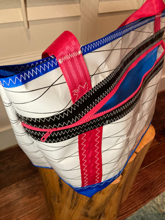 White pink Windsurf Sailcloth tote # 132
