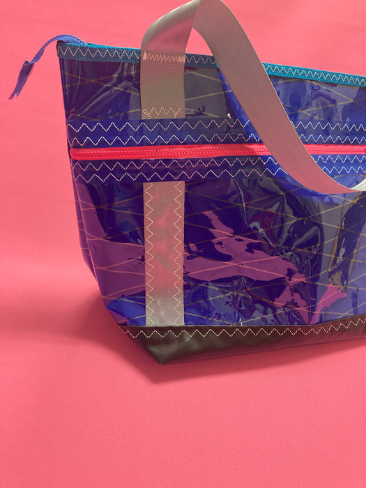 Blue grey teal pink grey tote windsurf sail cloth# 137