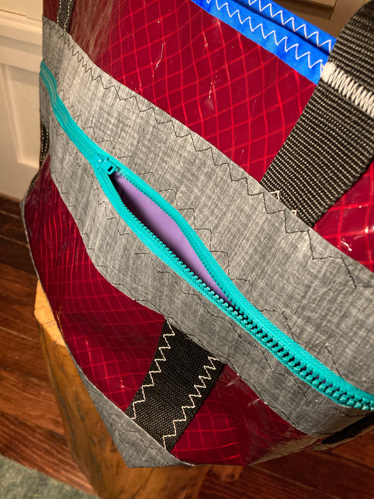 Cranberry Windsurf Sailcloth tote # 123