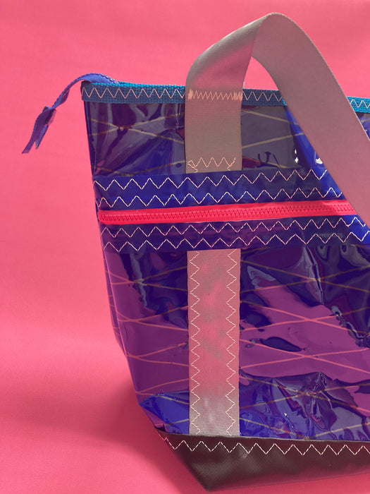 Blue grey teal pink grey tote windsurf sail cloth# 137