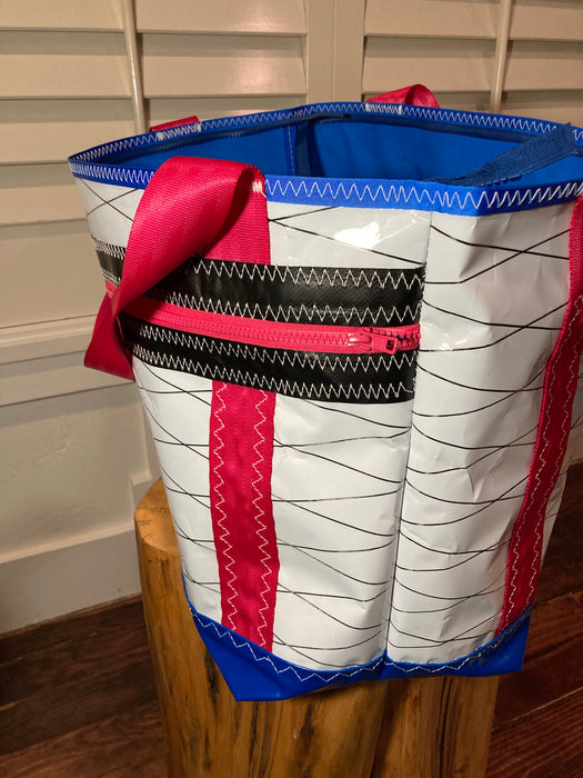 White pink Windsurf Sailcloth tote # 132