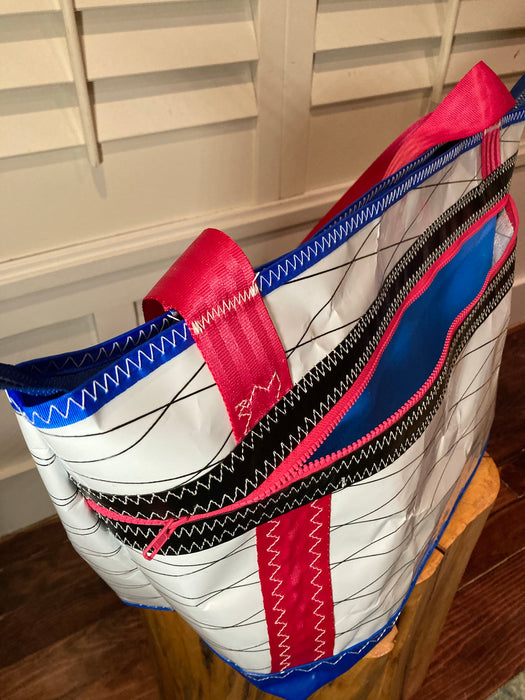 White pink Windsurf Sailcloth tote # 132