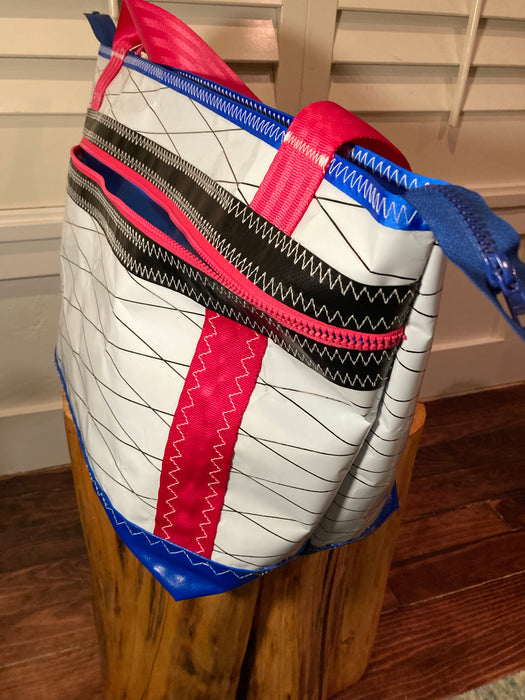 White pink Windsurf Sailcloth tote # 132