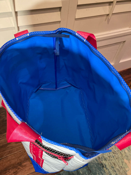 White pink Windsurf Sailcloth tote # 132