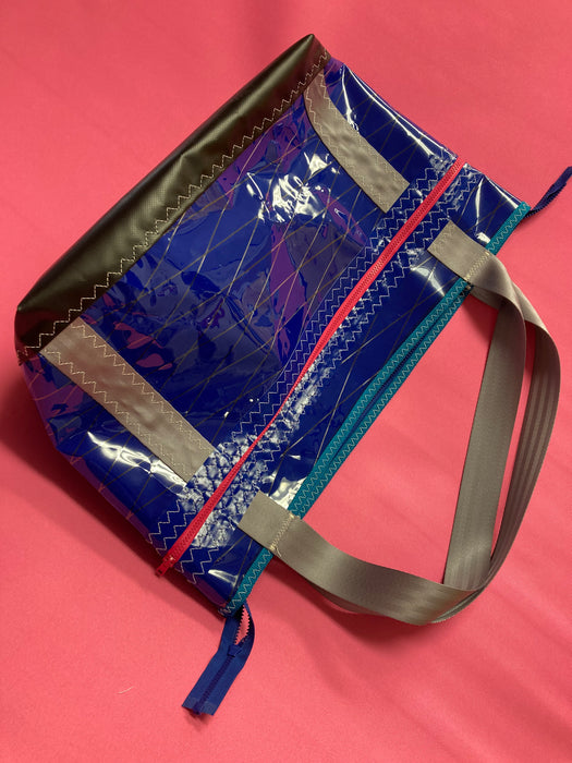 Blue grey teal pink grey tote windsurf sail cloth# 137