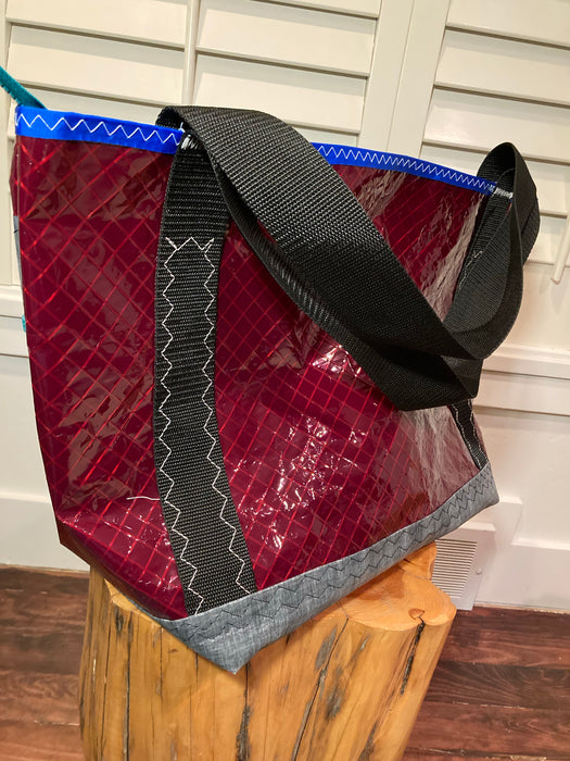 Cranberry Windsurf Sailcloth tote # 123