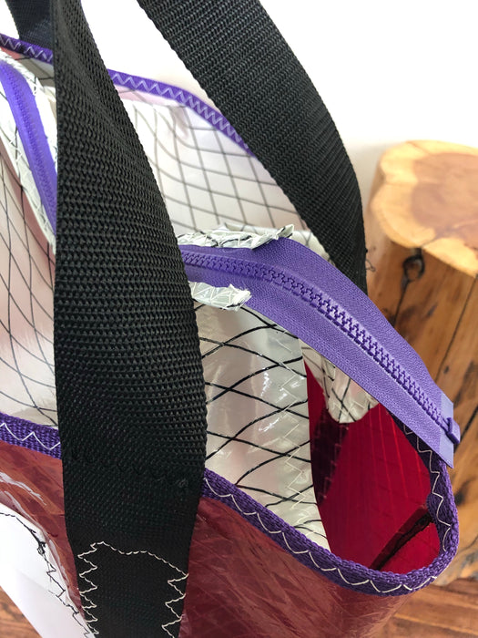 Sailcloth tote #106 purple zip